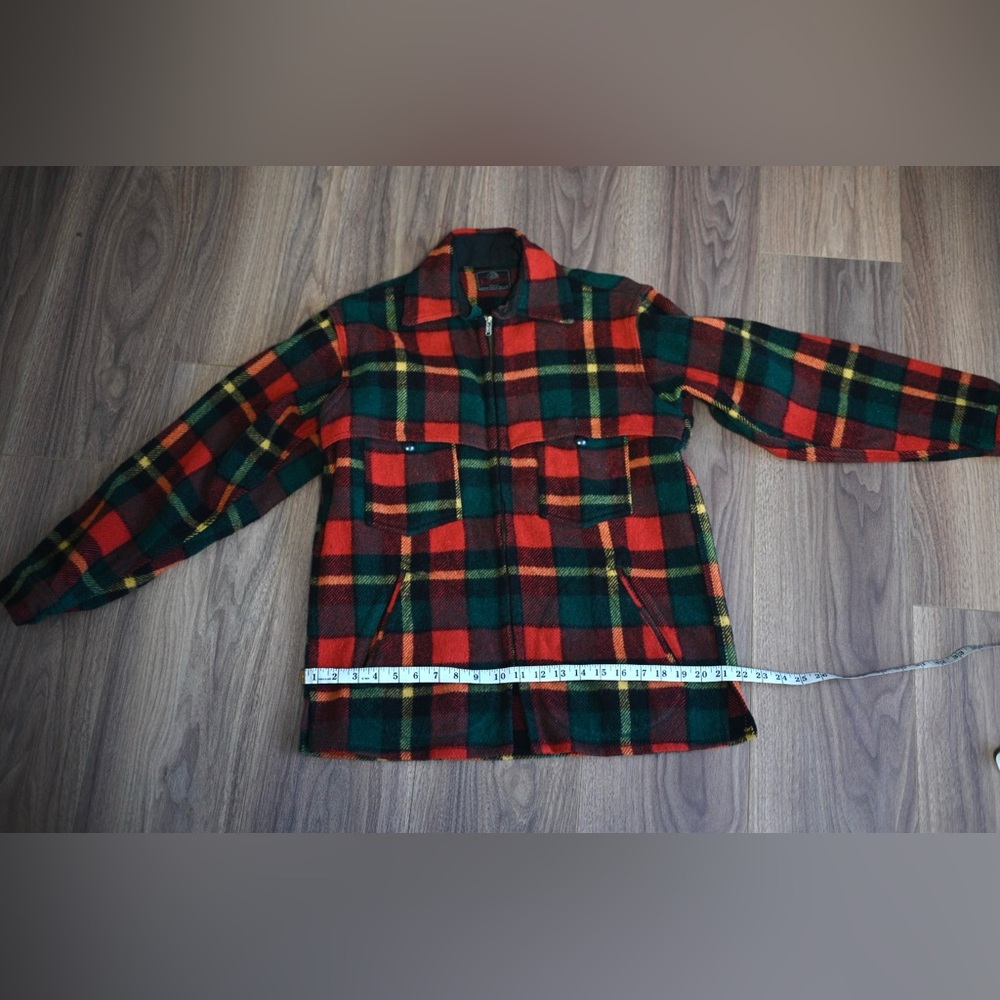 VTG Johnson Woolen Mills Jacket Mens M 60s Tartan Plaid Hunting Mackinaw Wool - Picture 13 of 16